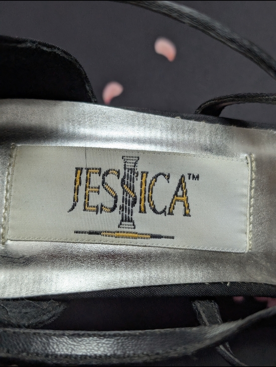 Jessica Black T-Strap Mid Heel Pumps - Picture 7 of 8